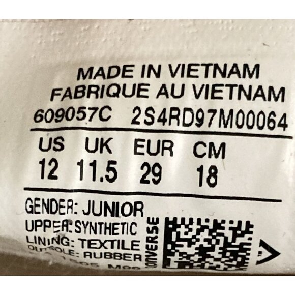 Converse All Star kids Size 12 Black  White Low Top Sneakers shoes - Picture 8 of 8